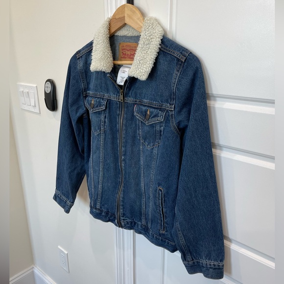 Levi Strauss Boy’s Jean Jacket Trucker Sherpa Collar Denim, Vintage, sz Large - Picture 2 of 8